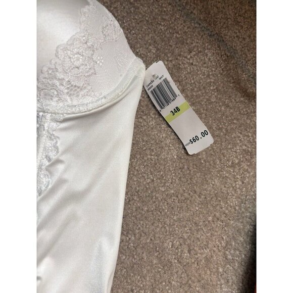 Cassandra White Lace Longline Wired Bra 34B Wedding or Formal Undergarment - Picture 2 of 9